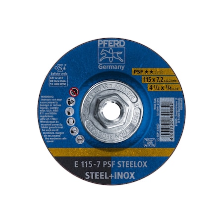 Pferd 4-1/2" x 1/4 Grinding Wheel, 5/8-11 Thd. - PSF STEELOX - Type 27 61001